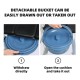 Detachable bucket of the 2-in-1 Aluminum Commode Shower Wheelchair for easy cleaning and user convenience.