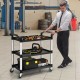 3-shelf utility service cart with aluminum frame, 490lbs capacity, and rolling wheels for easy transport in various.