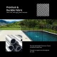 In-ground swimming pool safety fence featuring durable mesh fabric and lightweight aluminum frame for secure protection.