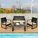 4-piece patio rattan furniture set with cushioned loveseat and chairs, ideal for outdoor relaxation by the poolside.
