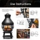 Close-up of the patio wood burning chimenea fireplace's round wire mesh and sturdy iron base, perfect for outdoor.