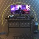 Pneumatic height adjustable gaming desk with carbon fiber surface, ergonomic design, and cable management for tidy.