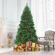 6.5 feet pre-lit hinged Christmas tree with 450 LED lights, decorated with pine cones and red berries, ideal for.