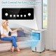 Evaporative portable air cooler fan in white, showcasing the LED touch panel for easy operation and remote control.