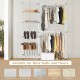 Telescopic clothes rack featuring two adjustable shelves and a sturdy shoe rack, perfect for maximizing storage in.