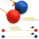 Red and blue bolas made of premium PE material, designed for ladder ball toss game, ideal for outdoor fun with family.