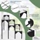 Three-tier metal plant stand featuring a sturdy design and mesh shelves for drainage, ideal for outdoor or indoor decor.