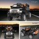 Kids ride-on truck in black with working headlights, MP3 input, and remote control for ages 37-96 months.