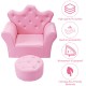 Children's pink upholstered princess sofa with matching ottoman, featuring diamond decoration, perfect for playrooms.