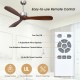 52-inch modern ceiling fan with brushed nickel finish, remote control, and 3 solid wood blades for stylish air.