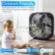 20-inch black box fan with 3-speed settings, durable design, and safety grill for child protection, ideal for home.