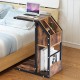 C-shape industrial end table with storage compartments, made of particle board and metal, perfect for bedside or living.