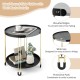 2-tier round side table with removable tray, grey dolomite top, and golden metal frame for small spaces.