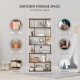 6-tier S-shaped bookshelf in coffee color, showcasing decorative items and books, perfect for stylish home organization.