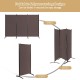 3-panel folding privacy partition screen in brown, made of polyester fabric and steel, ideal for office and home use.
