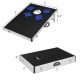 Foldable cornhole set with aluminum frame, featuring a sturdy design and side handle for easy transport and storage.