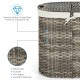 Handwoven gray laundry hamper basket with removable liner bags and sturdy rattan, ideal for bedroom or laundry room.