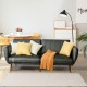 Three-seat black convertible sofa bed with adjustable backrest, ideal for small apartments and versatile living spaces.
