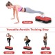 Adjustable 29-inch red aerobic stepper with detachable risers for versatile workouts like push-ups, squats, and lunges.