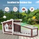 62-inch red wooden rabbit hutch with pull-out tray, featuring weather-resistant material for outdoor use and easy.