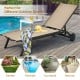 Adjustable brown aluminum patio lounge chair with breathable fabric, perfect for poolside or balcony relaxation.