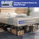 Folding steel platform bed frame with 13-inch under-bed storage, ideal for compact living and guest accommodations.