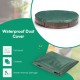 Round brown sandbox with built-in corner seats and foldable dust-proof cover for outdoor play and protection.