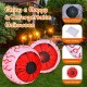 Two 3-foot Halloween inflatable eyeballs with vivid bloodshot patterns and built-in red LED lights for spooky decor.