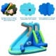 Hippo inflatable water slide bounce house with climbing wall, splash pool, and water cannon for summer fun.