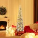 Snow-flocked 5 ft pre-lit artificial Christmas tree with warm-white and multi-color LED lights for festive decor.
