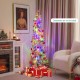 5-foot pre-lit snow-flocked artificial Christmas tree with multi-color LED lights, perfect for small spaces and holiday.
