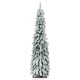 5-foot snow-flocked slim pencil Christmas tree with LED lights, perfect for small spaces and festive holiday decor.