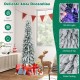 5 ft snow-flocked pre-lit artificial Christmas tree with 150 LED lights and 334 branch tips for festive holiday decor.
