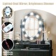 Lighted oval mirror with adjustable brightness and touch switch, paired with a black makeup dressing table and.