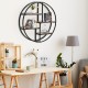 Circular wall-mounted 4-tier storage shelf in black, showcasing a Nordic design, ideal for displaying artwork and decor.