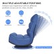 Navy 5-position folding floor gaming chair with 360-degree swivel and breathable fabric for comfortable seating.