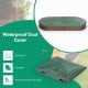 Dust-proof cover for brown sandbox with built-in corner seats, designed to prevent debris and animal damage outdoors.