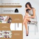 Vanity dressing table set with flip top mirror, solid wood legs, and floral cushioned stool for stylish bedroom storage.