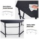 L-shaped corner computer desk in black with a sturdy metal frame, easy to clean surface, ideal for office or gaming use.