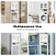 Bathroom Space Saver with carved top, adjustable shelf, and frosted glass doors, ideal for compact storage in various.