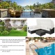 6-piece patio rattan furniture set with retractable canopy, featuring waterproof material and adjustable foot pads for.