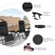 Black folding portable zero gravity reclining lounge chairs set with detachable head pillows and adjustable design for.