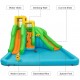 Inflatable water park bounce house featuring a climbing wall, water slide, and splash pool for outdoor fun.