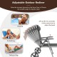 Adjustable patio folding chaise lounge chair with wheels, featuring a 7-level backrest for reading, sunbathing, or.