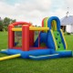 Inflatable kid bounce house castle with water slide, made of puncture-resistant 420D oxford fabric, for outdoor fun.