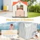 Kid’s playhouse toy set in pink with open doors and windows, includes rainproof cover for indoor and outdoor use.