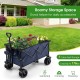 Folding utility garden cart in blue with wide wheels, 7 cubic feet storage, and 176 lbs capacity for gardening and.