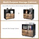 Multi-purpose kitchen storage buffet sideboard in black with rustic brown, featuring 2 drawers and an open shelf for.