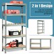 5-tier heavy-duty steel shelving unit in gray with adjustable shelves, ideal for garage or workshop organization.