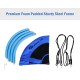 40-inch blue flying saucer swing set components, including padded frame, fabric cover, and adjustable ropes for outdoor.